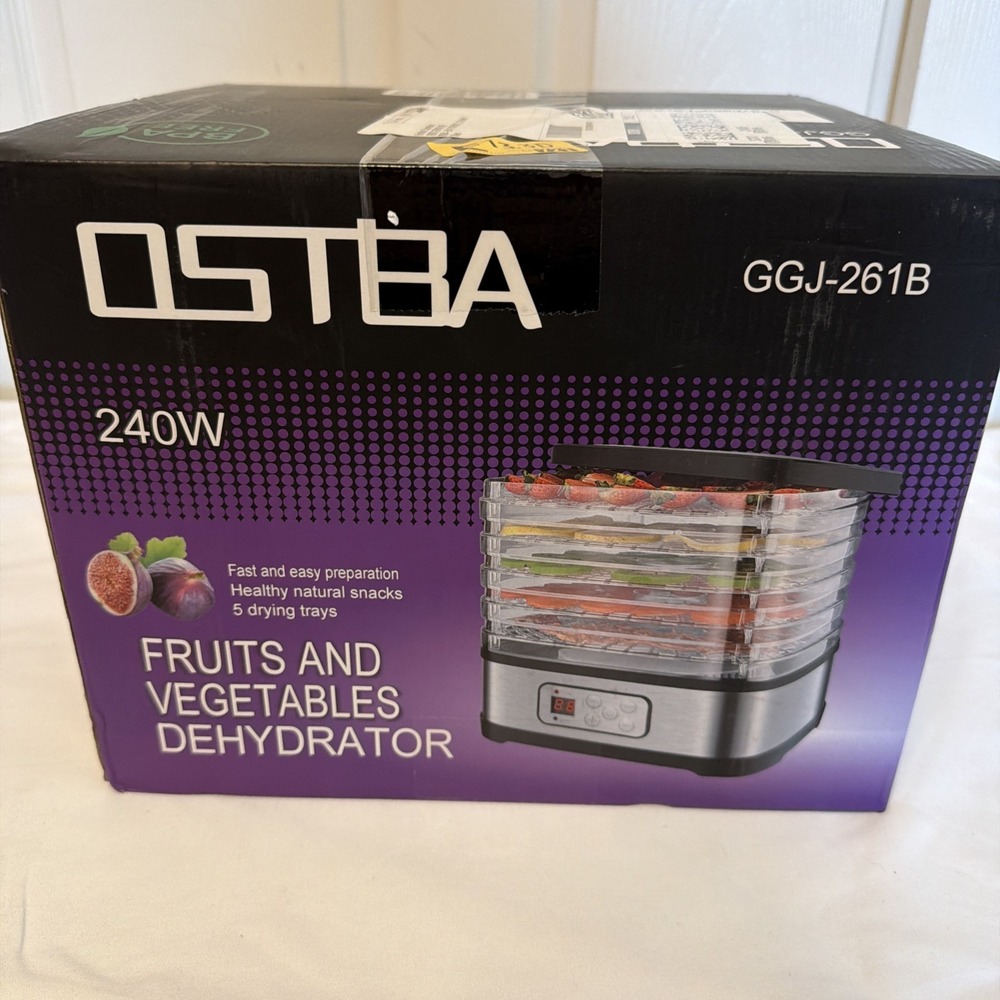 NEW OSTBA 5-Tray Food Dehydrator, 240W, LED Display, 72H Timer, Adjustable Temp